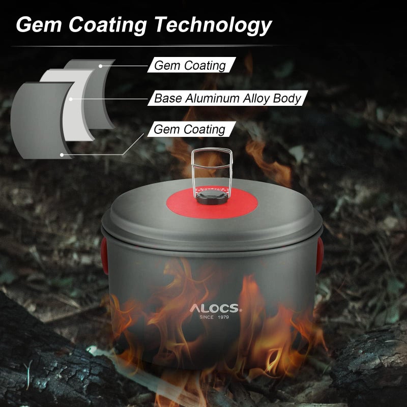 Alocs Camping Cookware Set - Lightweight Camping Cookware Mess Kit - Camping Pots and Pans Set - Camping Cooking Gear with Portable Carry Bag for Outdoor Backpacking Hiking and Picnic - Image 5