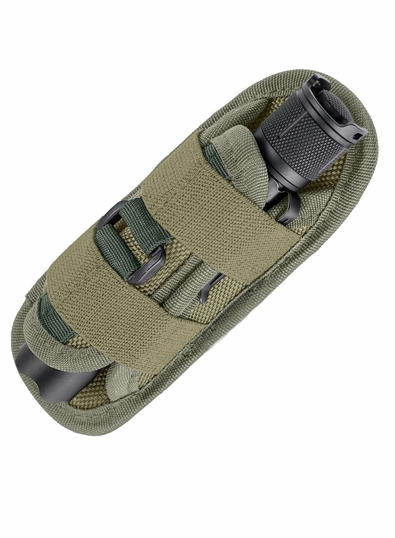 SYOSI Flashlight Holster, Belt Pouch Stretchable 360° Rotatable Bag, Hand Free Clip for Outdoor Mountain Climbing Camping (Green)  - Image 1