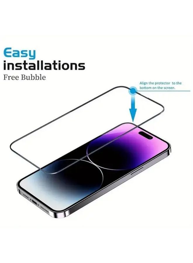 2 قطعة حامي شاشة زجاج مقوى 9H شفاف للون لـ iPhone 15 - Image 5