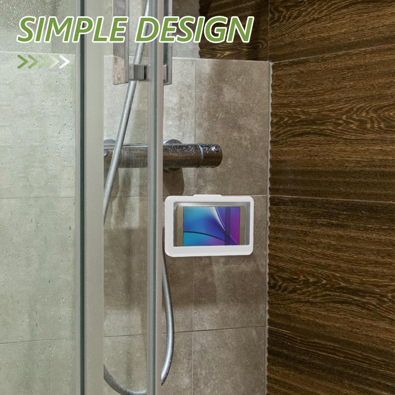 Waterproof Shower Phone Case Wall Mount Rotatable Holder Touch Screen Compatible White - Image 4