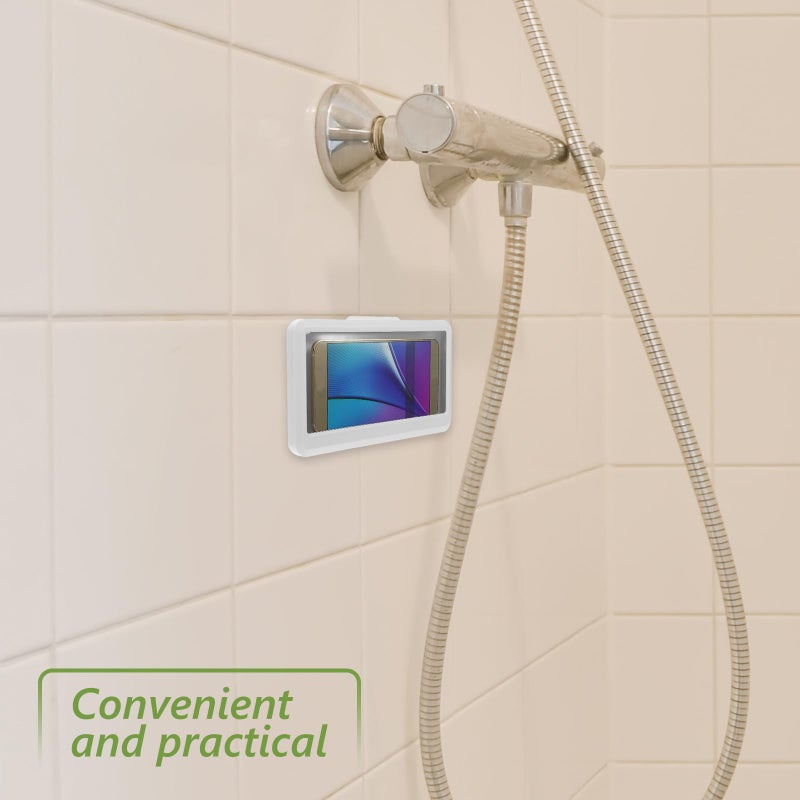 Waterproof Shower Phone Case Wall Mount Rotatable Holder Touch Screen Compatible White - Image 5