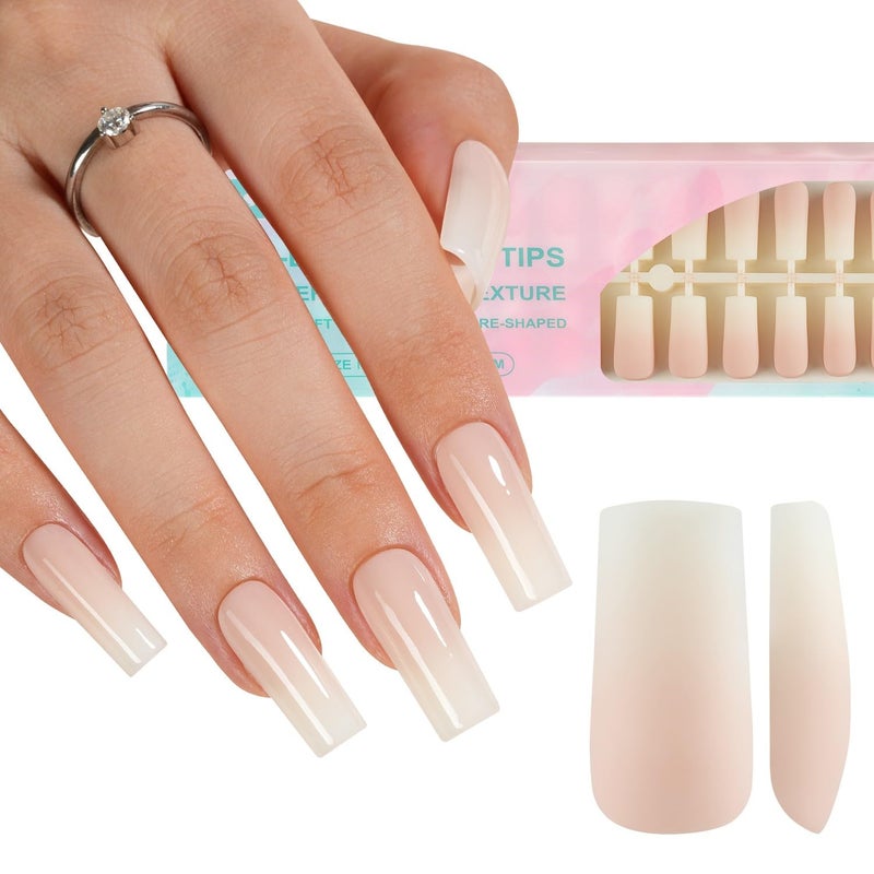 Misssix Ombre Gel Nail Tips, 150Pcs White Gradient Press on Nails Long Square, No Need to File Tips Pre-lasting, Fake Nails for Nail Art DIY 15 Sizes - Image 1