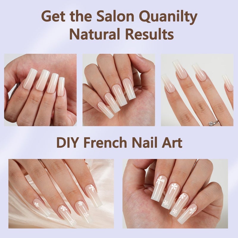Misssix Ombre Gel Nail Tips, 150Pcs White Gradient Press on Nails Long Square, No Need to File Tips Pre-lasting, Fake Nails for Nail Art DIY 15 Sizes - Image 3