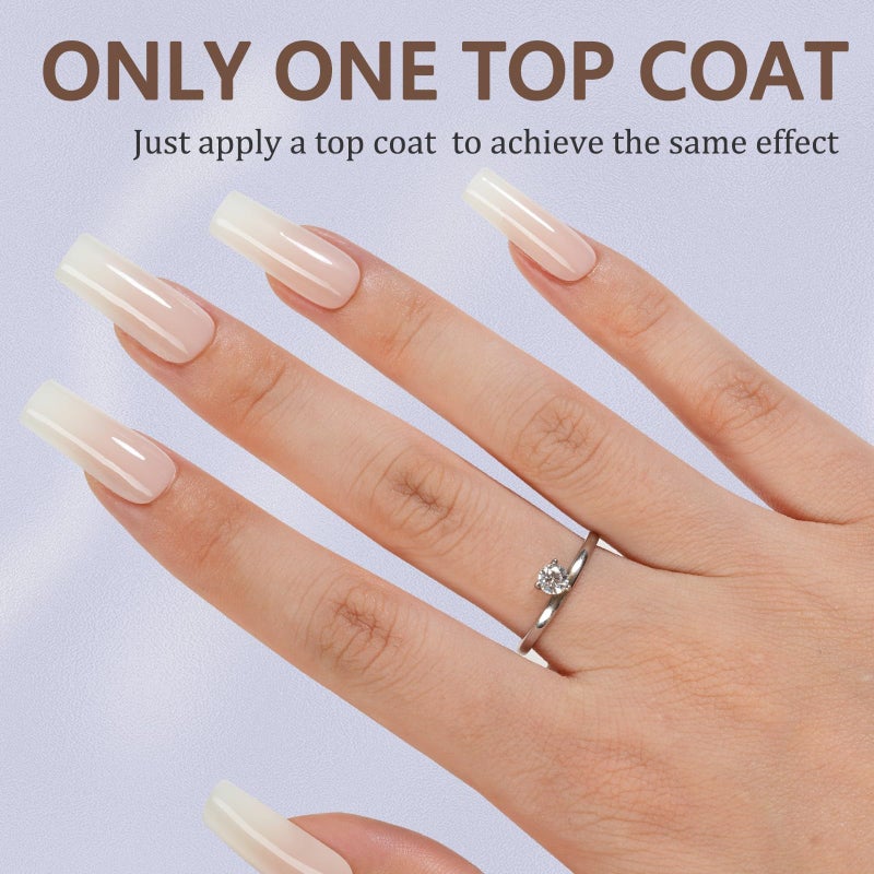 Misssix Ombre Gel Nail Tips, 150Pcs White Gradient Press on Nails Long Square, No Need to File Tips Pre-lasting, Fake Nails for Nail Art DIY 15 Sizes - Image 2