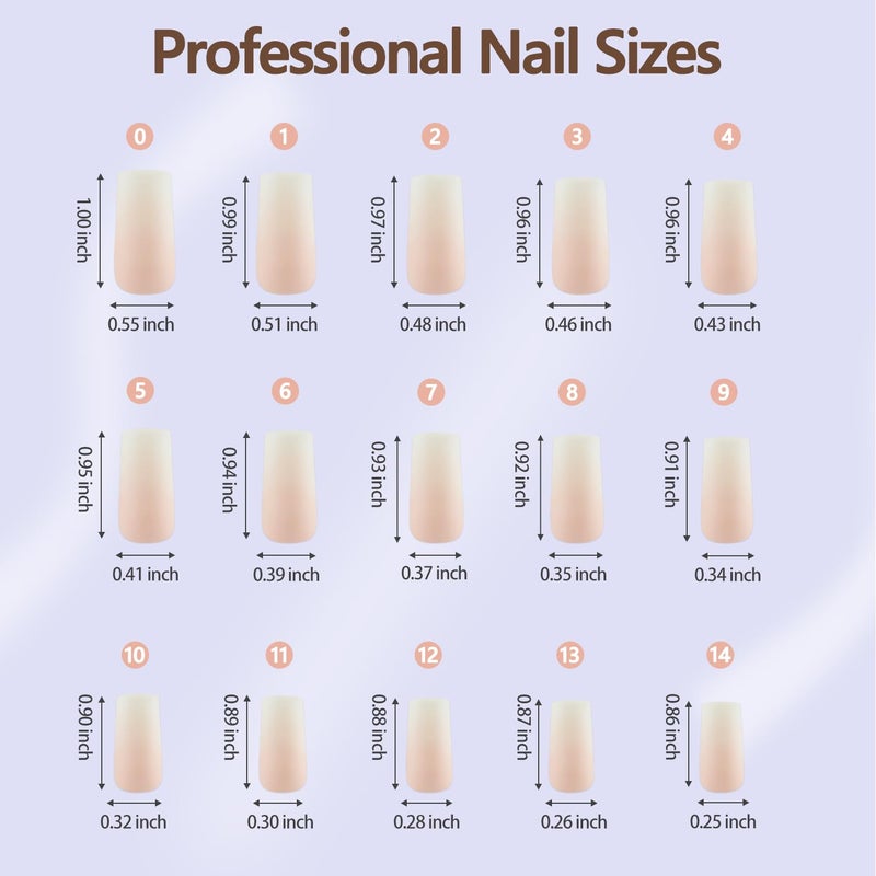 Misssix Ombre Gel Nail Tips, 150Pcs White Gradient Press on Nails Long Square, No Need to File Tips Pre-lasting, Fake Nails for Nail Art DIY 15 Sizes - Image 4