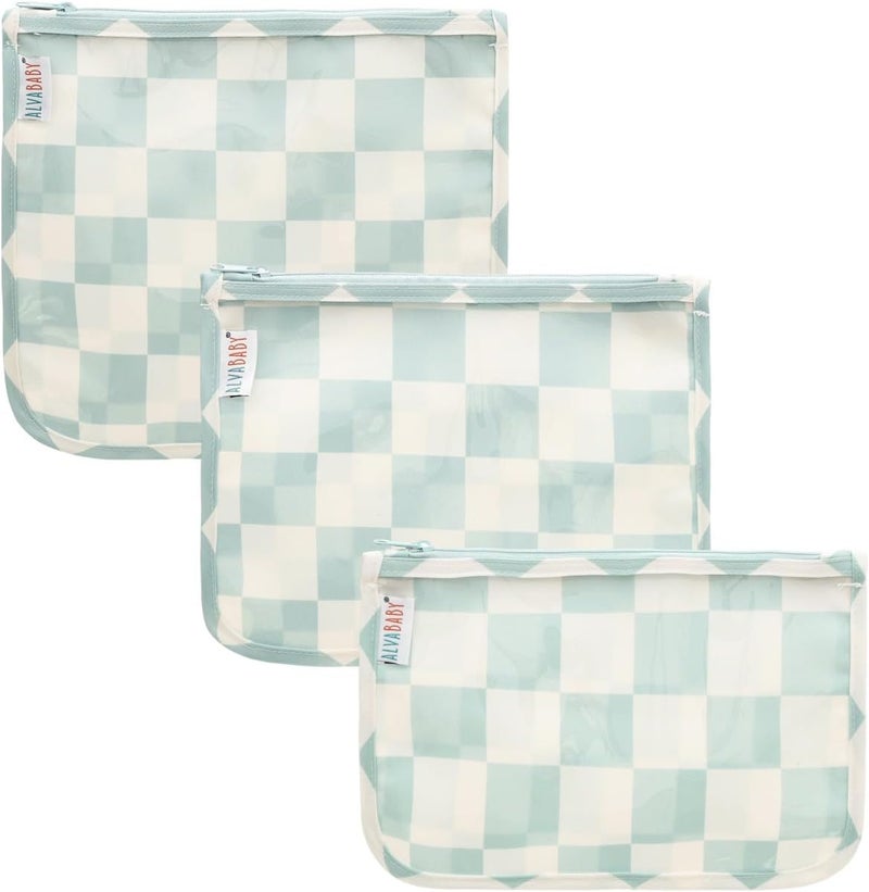 ALVA 3pcs Mess-Proof Travel Toilety Bag,Clear Cosmetic & Diaper Organizer with Front Pouch 3LT08 - Image 1
