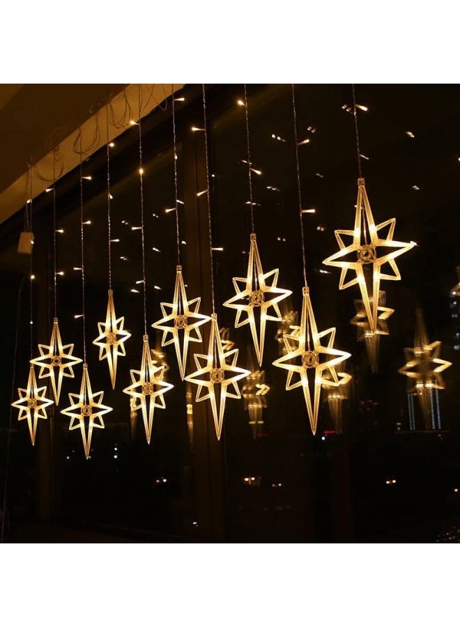 Generic LED Stars Curtain Light, Warm Color, Decorative Hanging Star Lights for Bedroom, Home, and Party Décor, Energy-Efficient Fairy String Lights