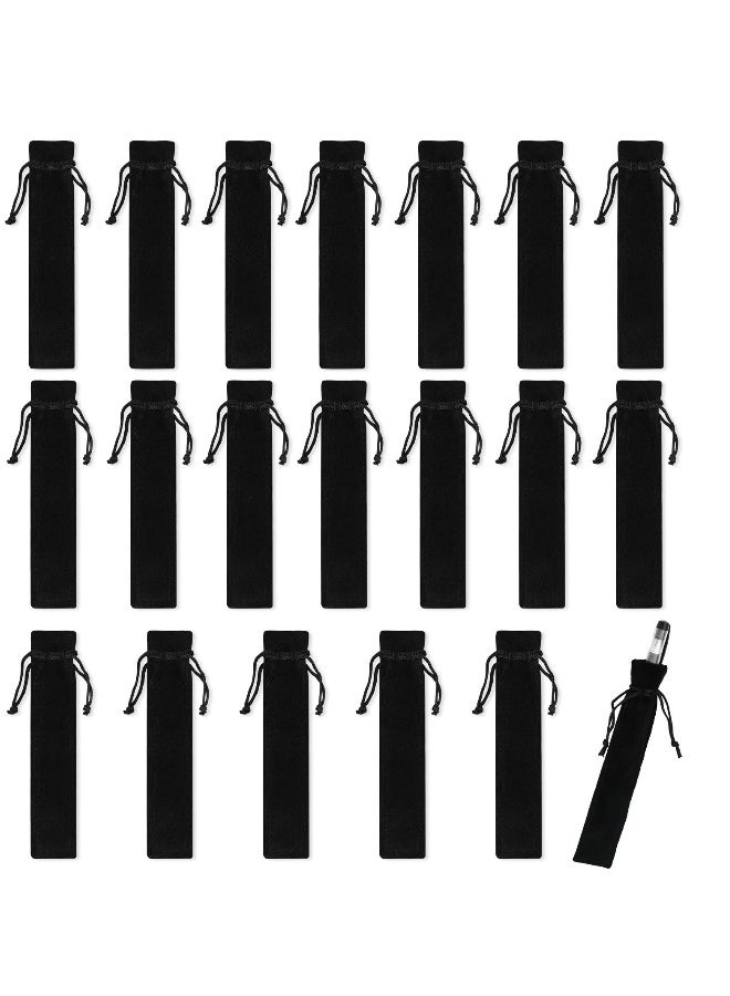 Generic Black Velvet Pen Pouches - 20-Pack Single Pen Gift Bags for School, Office, and Business Gifts - Drawstring Pen Holders for Elegant Packaging - Image 1
