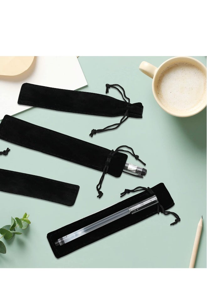 Generic Black Velvet Pen Pouches - 20-Pack Single Pen Gift Bags for School, Office, and Business Gifts - Drawstring Pen Holders for Elegant Packaging - Image 2