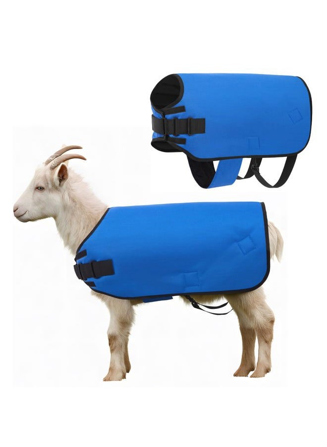 Shinylin Weatherproof Goat Blanket for Winter Sheep and Calf Blanket Soft Fleece Lining Goat Coat for Show Goats, Pets & Livestock Adjustable Belly Straps for Secure Fit (Navy Blue,Size M) - Image 1