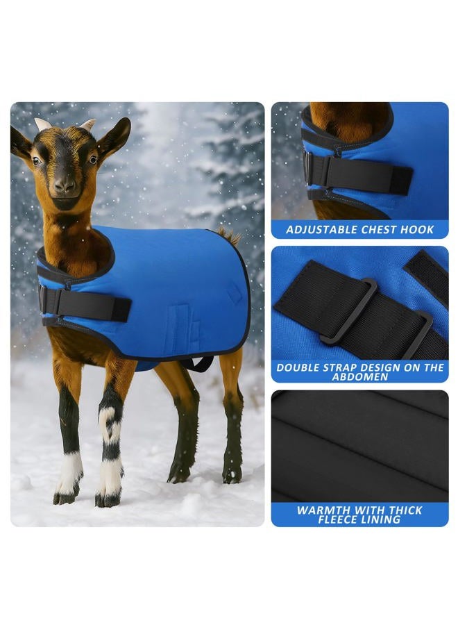Shinylin Weatherproof Goat Blanket for Winter Sheep and Calf Blanket Soft Fleece Lining Goat Coat for Show Goats, Pets & Livestock Adjustable Belly Straps for Secure Fit (Navy Blue,Size M) - Image 3
