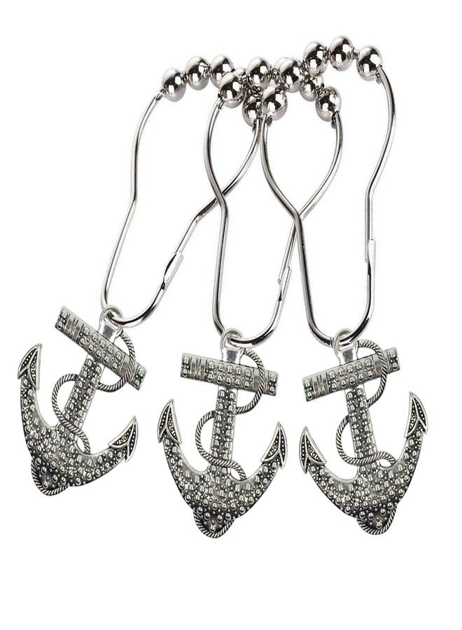 ZILucky Set of 12 Anchor Shower Curtain Hooks Decorative Home Bathroom Nautical Ocean Boat Sailing Tropical Beach Island Coastal Bath Theme Style Stainless Steel Rustproof (Silver) - Image 5
