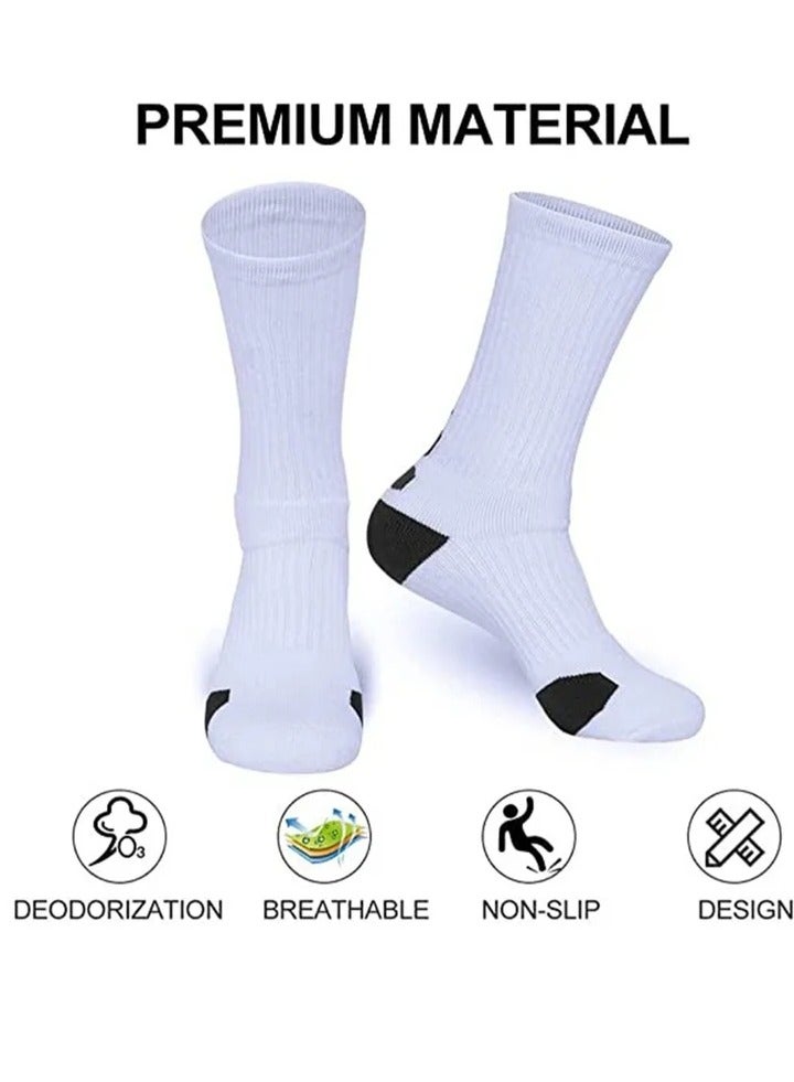 4 Pairs Basketball Socks for Men Running Training Boys Compression Cotton Sock Men's Athletic Crew Socks Performance Thick Cushioned Sport Lightweight and Breathable - Image 3