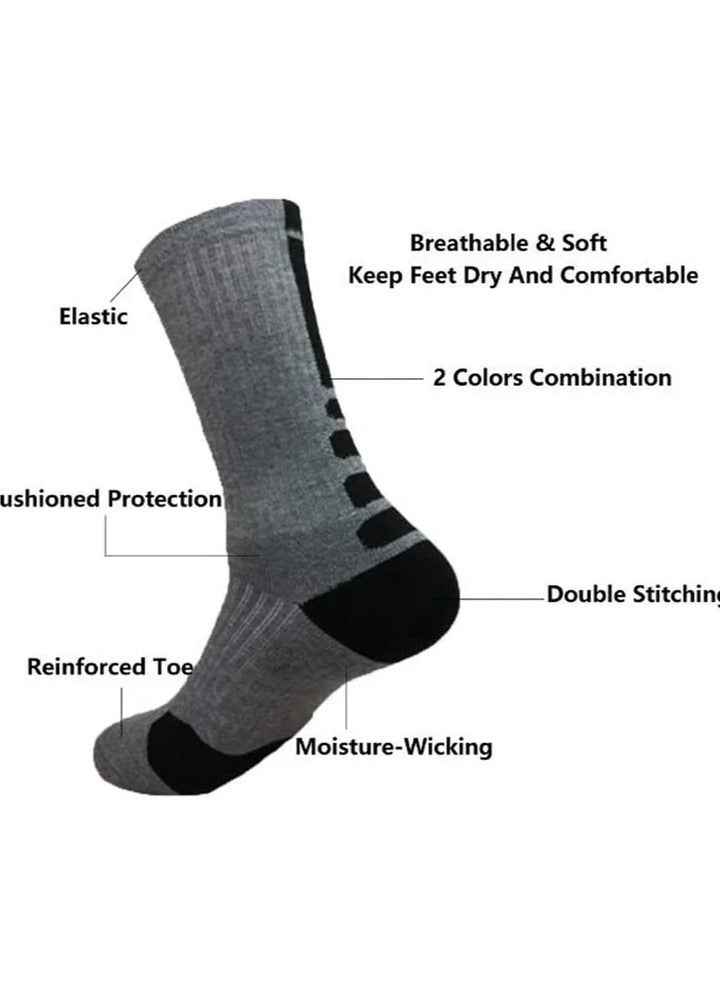 4 Pairs Basketball Socks for Men Running Training Boys Compression Cotton Sock Men's Athletic Crew Socks Performance Thick Cushioned Sport Lightweight and Breathable - Image 5