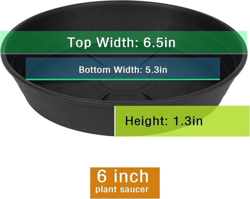 LWALRS 4 Packs 6 Inches Plant Saucer Drip Trays, Round Plastic Plant Pot Saucers Flower Pot Tray for Indoor Outdoor - Image 2