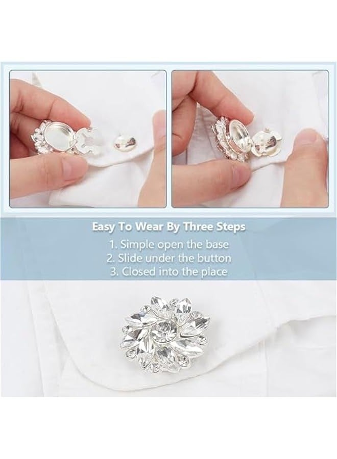 Rhinestone on Covers, on Covers for Women Blouses, Detachable Shirt on Clips ons Jewelry, Crystal Fancy ons for Clothing Decorative ons for Crafting, DIY (12PCS) Z1  - Image 3