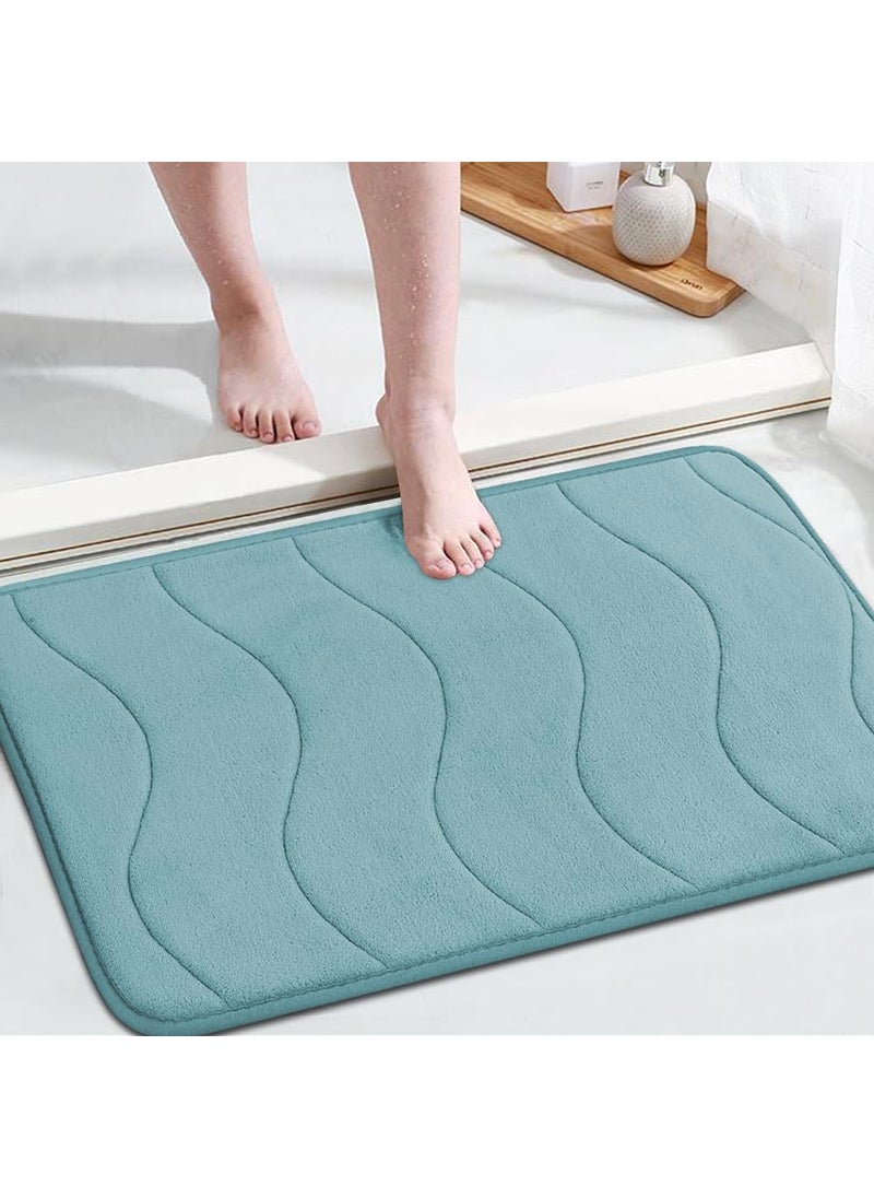 Flamingo P Flamingo P Memory Foam Bath Mat Bathroom Mats Rug NonSlip Water Absorbent Shower Rugs 24x17Aqua Green 