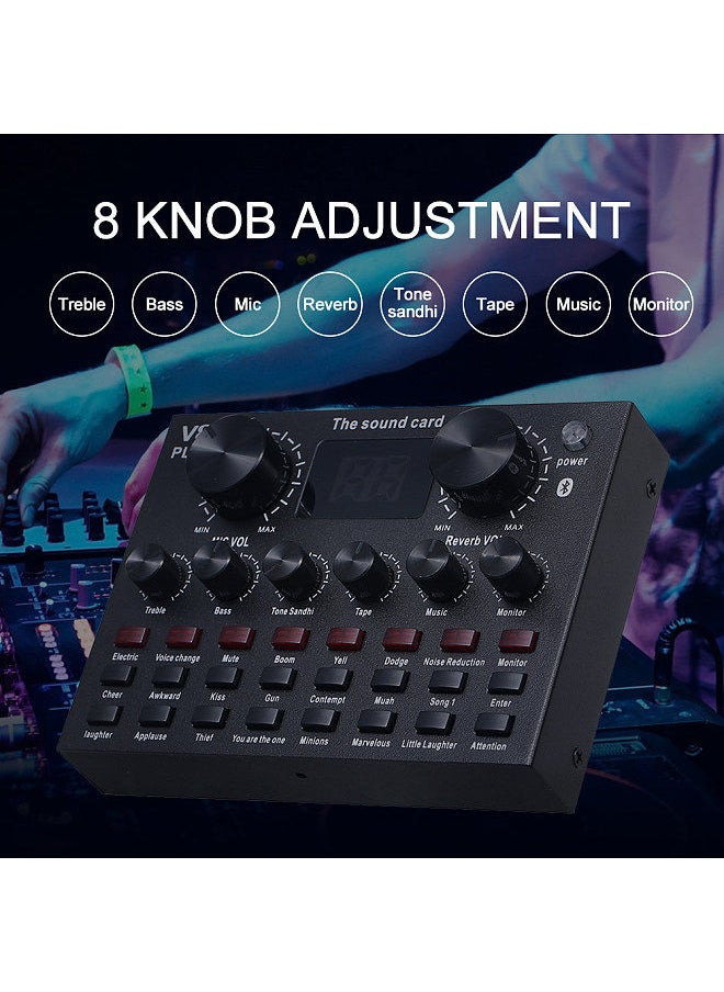 Generic - V8 Plus Live Sound Card with Audio Cable USB Cable BT Accompaniment Sound Effects Universal for Phone Computer - Image 1