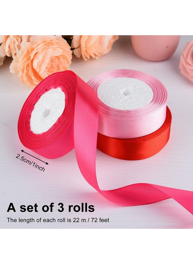 ASTARON Satin Ribbon for Crafts 1 Inch, Red Pink Solid Color Ribbon Fabric Ribbon for Gift Wrapping Bouquets DIY Hair Bows Silk Ribbon for Decorations - Image 2