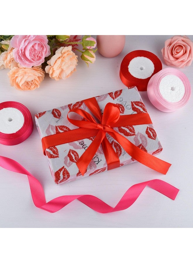 ASTARON Satin Ribbon for Crafts 1 Inch, Red Pink Solid Color Ribbon Fabric Ribbon for Gift Wrapping Bouquets DIY Hair Bows Silk Ribbon for Decorations - Image 3