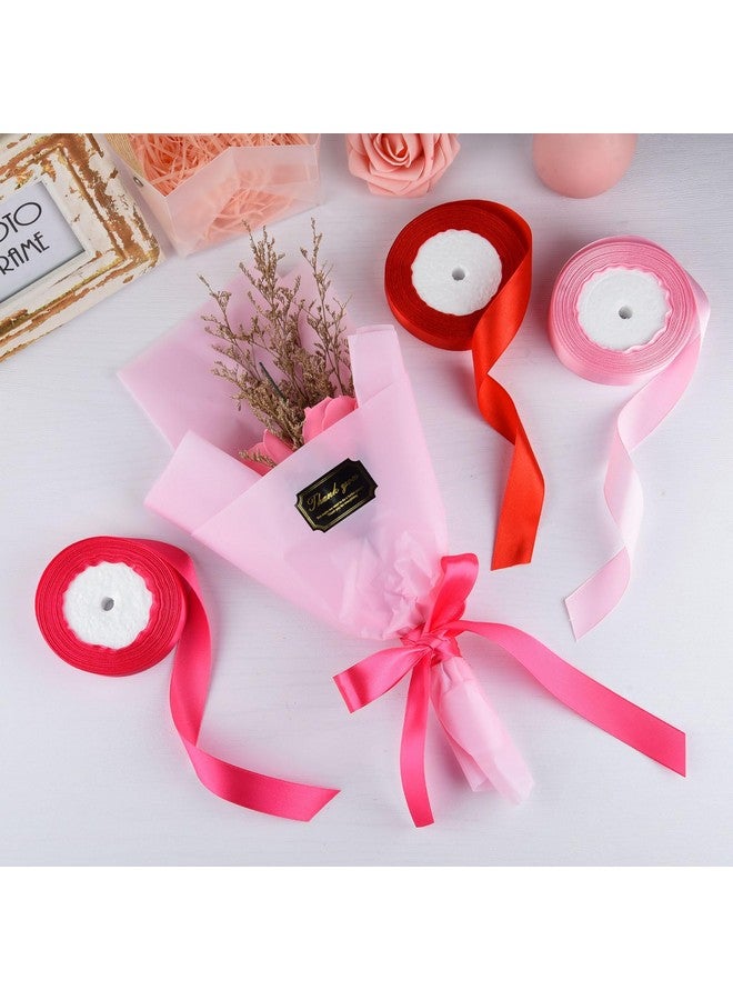 ASTARON Satin Ribbon for Crafts 1 Inch, Red Pink Solid Color Ribbon Fabric Ribbon for Gift Wrapping Bouquets DIY Hair Bows Silk Ribbon for Decorations - Image 4