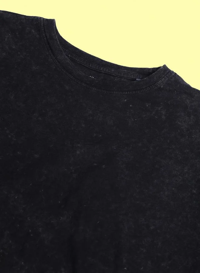 Styli Men Black Oversized Acid Wash T-Shirt By Bene Kleed