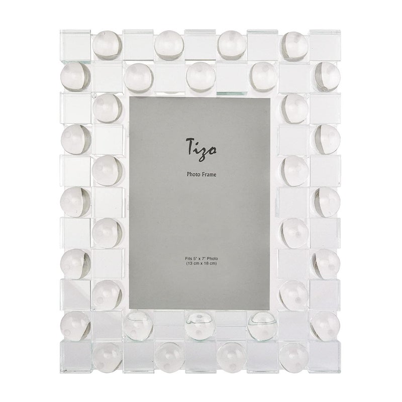 TIZO Design 5x7 Crystal Clear Glass Picture Frame Boutique Quality Photo Frame Sphere  Square
