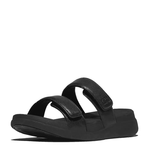FitFlop فت فلوب نسائية إف-مود جو صندل منزلق ذو منصة قابلة للتعديل بحزامين، أسود، 11 - Image 2