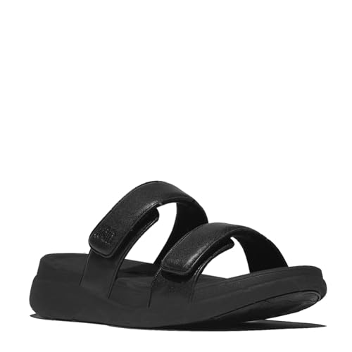 FitFlop فت فلوب نسائية إف-مود جو صندل منزلق ذو منصة قابلة للتعديل بحزامين، أسود، 11 - Image 1