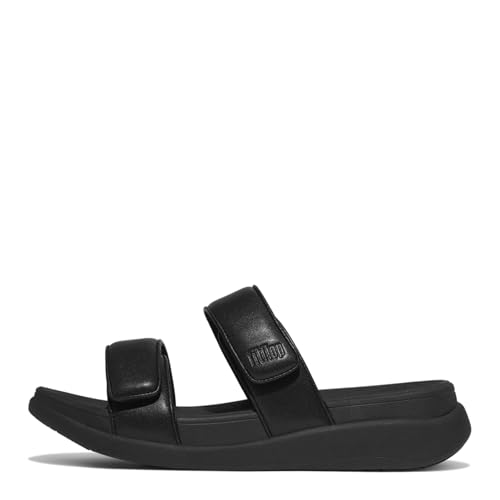 FitFlop فت فلوب نسائية إف-مود جو صندل منزلق ذو منصة قابلة للتعديل بحزامين، أسود، 11 - Image 4