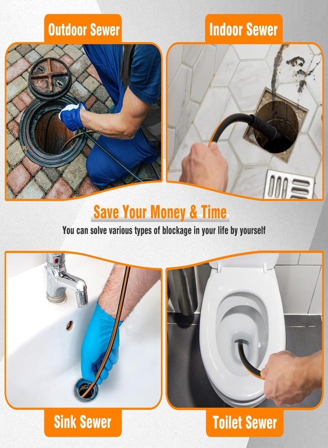 Zebra Clean Sewer Jetter Kit for Pressure Washer, 1/4" NPT Corner Drain Cleaner Hose 5800 PSI with Sewer Jetting Nozzles, Pearl Corsage Pin, Waterproof Tape, Extension Cord Organizer&2 Spanner - Image 3