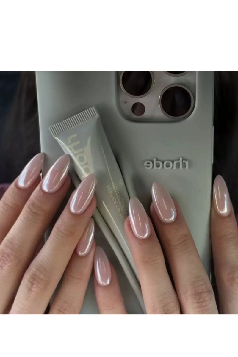 جوسكوين أظافر صناعية لاصقة 24 قطعة، تصميم قصير على شكل لوزة، أظافر لوزية بسيطة باللون الوردي الطبيعي: لامعة للغاية، متينة وطويلة الأمد، قابلة لإعادة الاستخدام، أظافر أكريليك مع مجموعة لاصقة. - Image 1