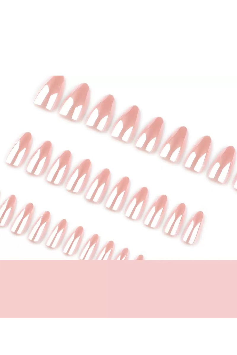 جوسكوين أظافر صناعية لاصقة 24 قطعة، تصميم قصير على شكل لوزة، أظافر لوزية بسيطة باللون الوردي الطبيعي: لامعة للغاية، متينة وطويلة الأمد، قابلة لإعادة الاستخدام، أظافر أكريليك مع مجموعة لاصقة. - Image 2