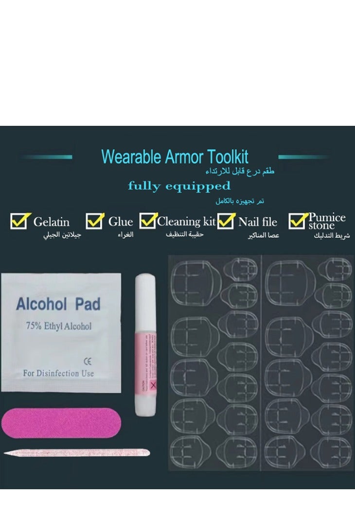 جوسكوين أظافر صناعية لاصقة 24 قطعة، تصميم قصير على شكل لوزة، أظافر لوزية بسيطة باللون الوردي الطبيعي: لامعة للغاية، متينة وطويلة الأمد، قابلة لإعادة الاستخدام، أظافر أكريليك مع مجموعة لاصقة. - Image 4