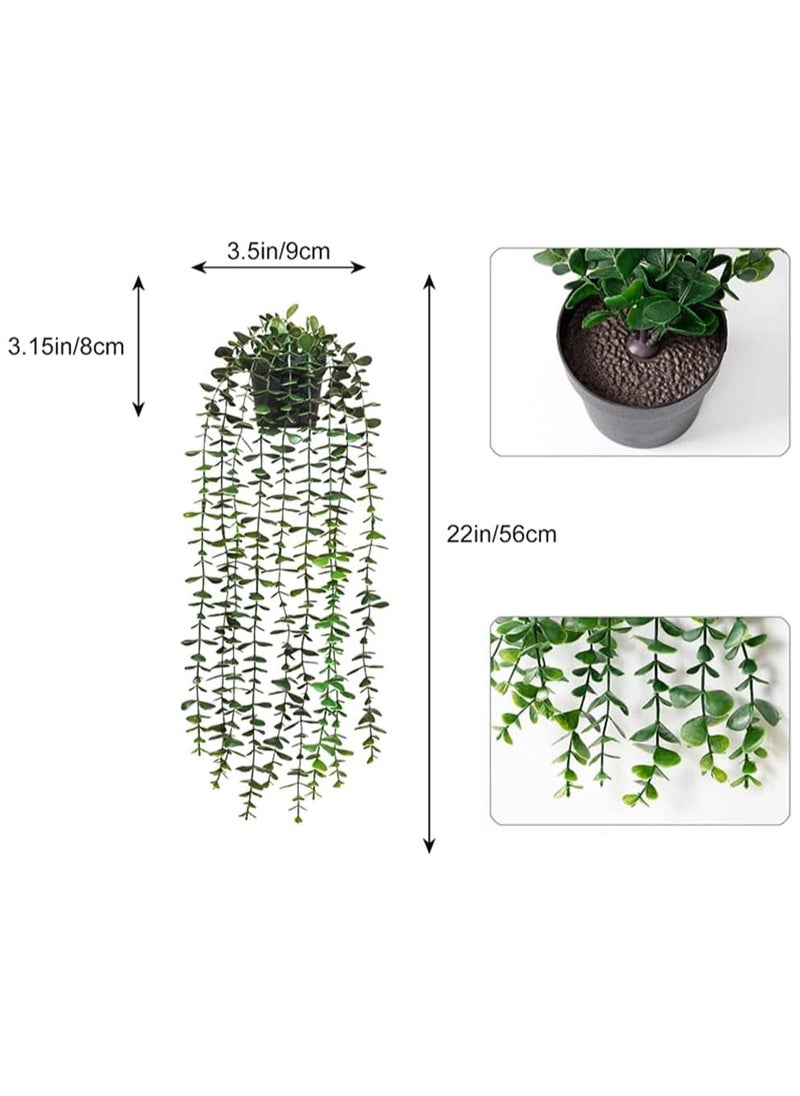 YelaJoy 2 Pcs Artificial Eucalyptus Vine Hanging Plants,Fake Potted Plants Drooping Vines Indoor And Outdoor Fake Plant Decoration For Bedroom,Office,Patio,Exquisite,New House Gift  - Image 2