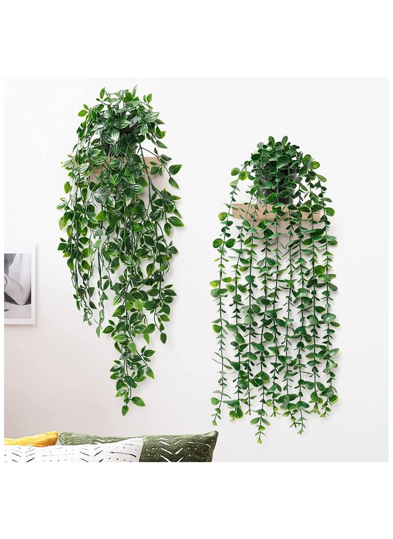 YelaJoy 2 Pcs Artificial Eucalyptus Vine Hanging Plants,Fake Potted Plants Drooping Vines Indoor And Outdoor Fake Plant Decoration For Bedroom,Office,Patio,Exquisite,New House Gift  - Image 3