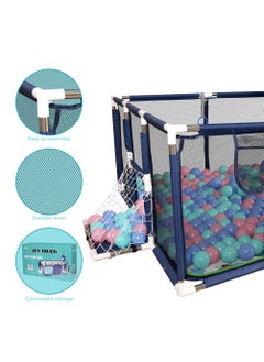 SKY-TOUCH Safety Large Portable Play Pen For Twin, Baby And Toddler Indoor Outdoor With Extra Tall Size, Fun Activities, Basketball Hoop & Mat blue  - Image 4
