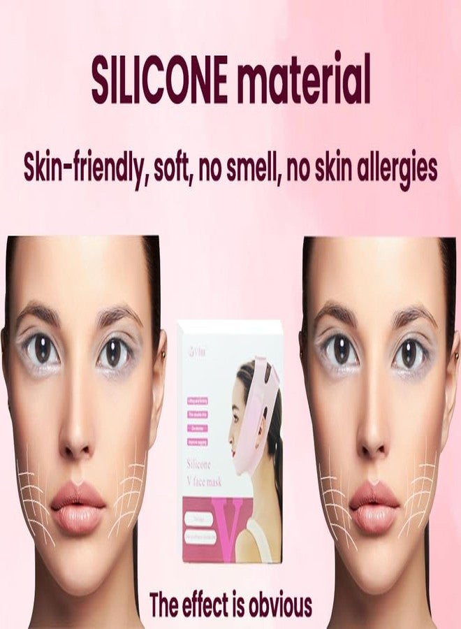 Meliora Silicone Face Lifting Bandage, Reusable Facial Slimming Strap for Double Chin Reduction and Jawline Contouring, Pink - Image 4