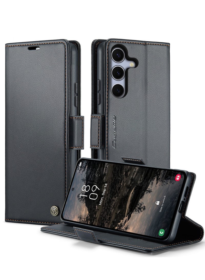 كيس مي غطاء لهاتف Samsung Galaxy S25 FE، غطاء فليب من جلد PU مع حامل بطاقات، إغلاق مغناطيسي مقاوم لسرقة RFID، حامل قابل للطي، وغطاء واقٍ ممتص للصدمات - Image 1