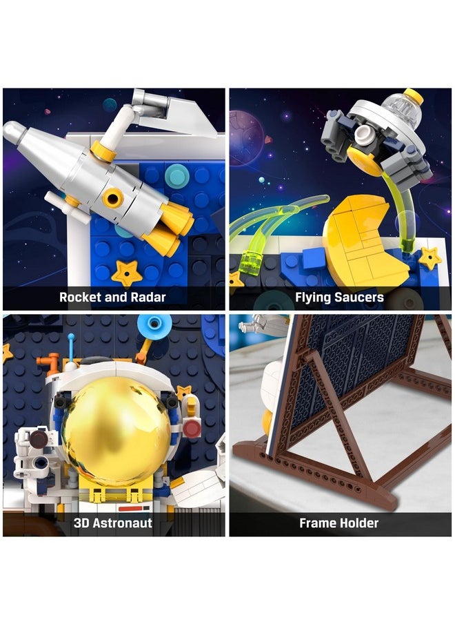Hogokids HOGOKIDS Space Building Toys for Kids - 540 PCS Astronaut Building Block Set with Stand, 3D Space Painting Frame for Children's Room Décor, Gift for Boys Girls Age 6 7 8 9 10 Years Old  - Image 4