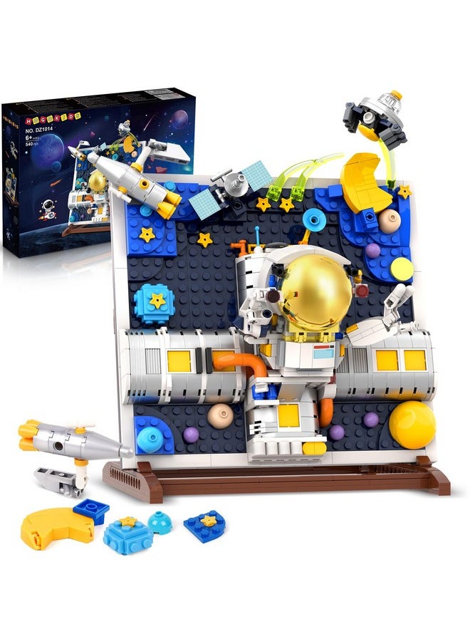 Hogokids HOGOKIDS Space Building Toys for Kids - 540 PCS Astronaut Building Block Set with Stand, 3D Space Painting Frame for Children's Room Décor, Gift for Boys Girls Age 6 7 8 9 10 Years Old  - Image 1