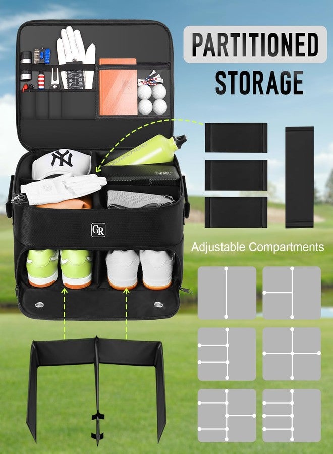 GLORIEROO Odor-Absorbing 2-Layer Large Golf Trunk Organizer with Activated Carbon Fabric - Water-Resistant Golf Shoe Bag for Shoes Balls Tees Clothes Gloves Golf Accessories, Fathers Day Dad Gifts for Men - Image 4