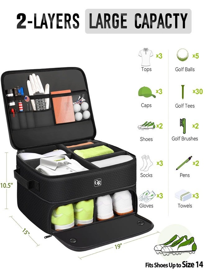GLORIEROO Odor-Absorbing 2-Layer Large Golf Trunk Organizer with Activated Carbon Fabric - Water-Resistant Golf Shoe Bag for Shoes Balls Tees Clothes Gloves Golf Accessories, Fathers Day Dad Gifts for Men - Image 3