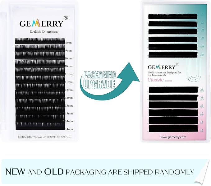 GEMERRY تمديدات الرموش الكلاسيكية D Curl 02mm 814mm مزيج 11 رموش فردية سوداء كلاسيكية رموش حريرية للاستخدام المهني من GEMERRY - Image 2