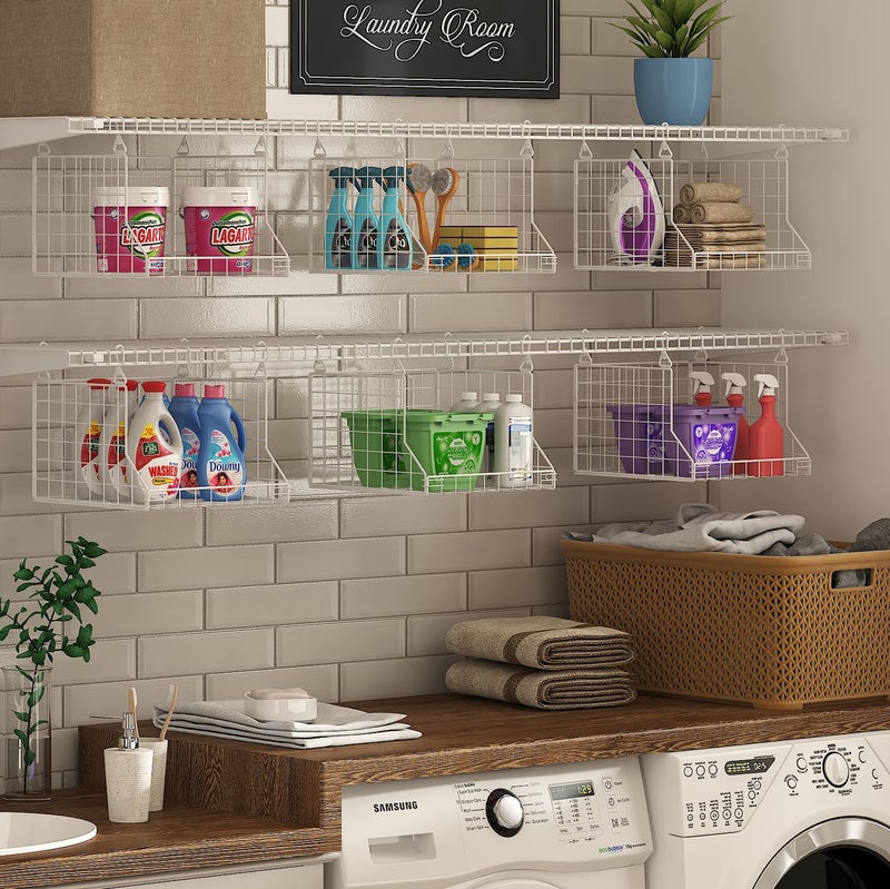 3Tier Foldable Laundry Basket Organizer with Rotating Hooks  SpaceSaving Over Washer and Dryer Shelf for Laundry Room Organization and Storage Durable Wire Shelving Unit White