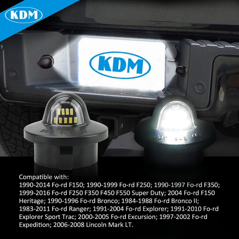 KDM LED License Plate Lights Fit for Ford F-150 F250 F350 F450 F550 Heavy Duty Ranger Explorer Bronco Excursion Expedition Rear Tag Lamp Pickup Truck,6000K White 2Pcs Pack - Image 3