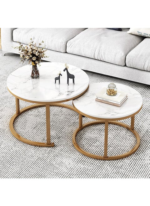 2 Round Coffee Table With Metal Frame