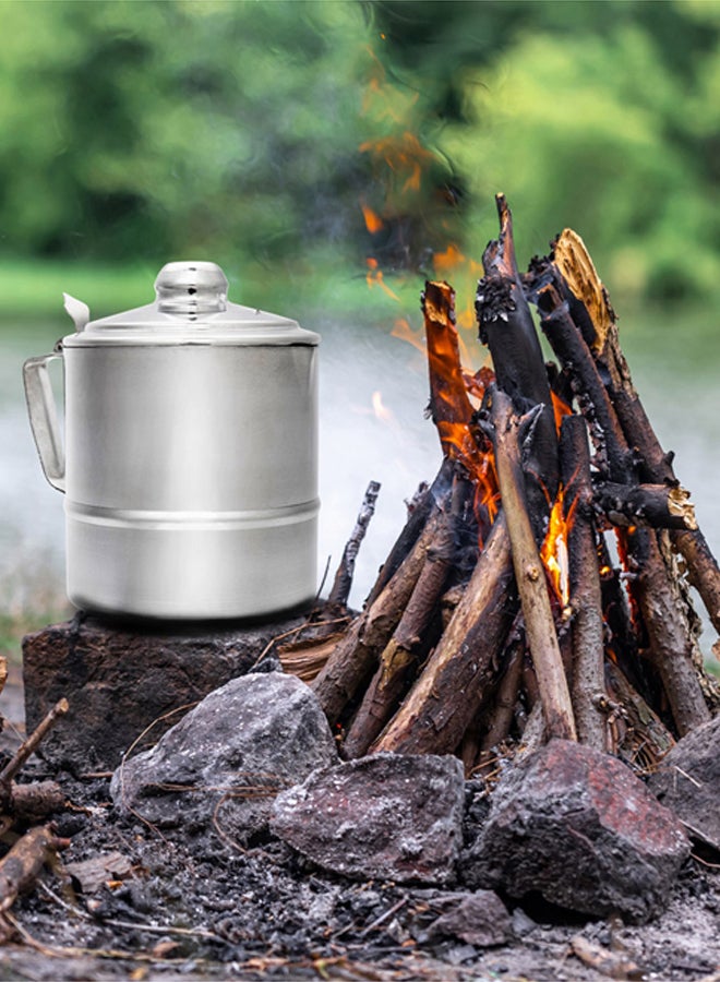 AL SANIDI Boiling Proof Fountain, Indian coffee Dallah, Silver, Size 14 Cm - Image 2