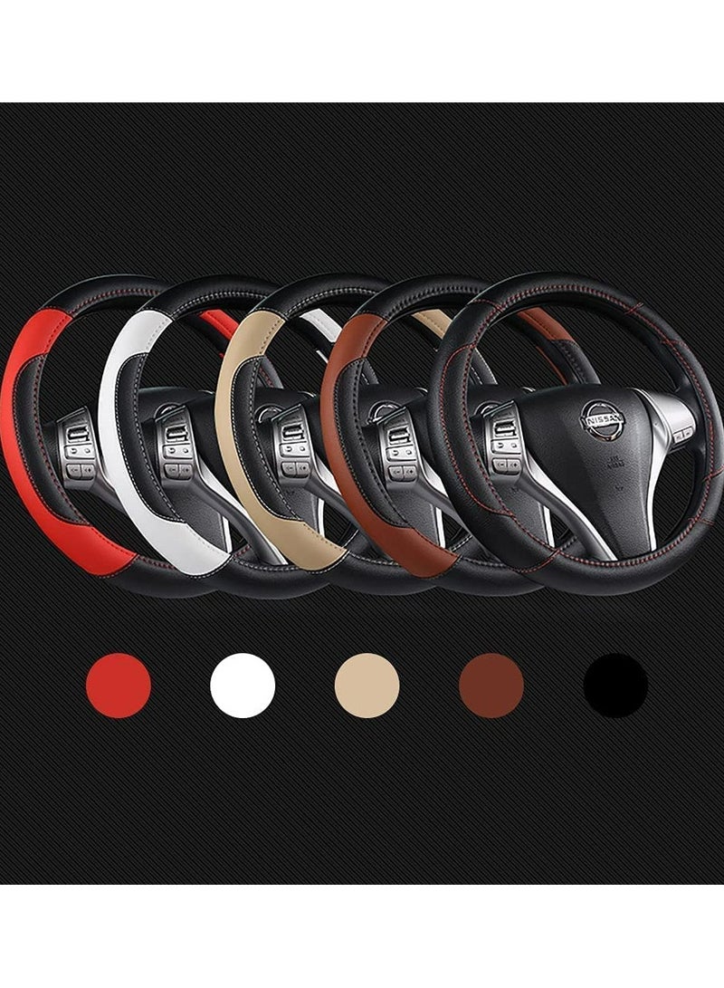 غطاء عجلة القيادة من الجلد، واقي ميكروفايبر غير قابل للانزلاق، يناسب معظم المركبات، تصميم يسمح بالتنفس لجميع الفصول، 15" قبضة مريحة ergonomics - Image 4