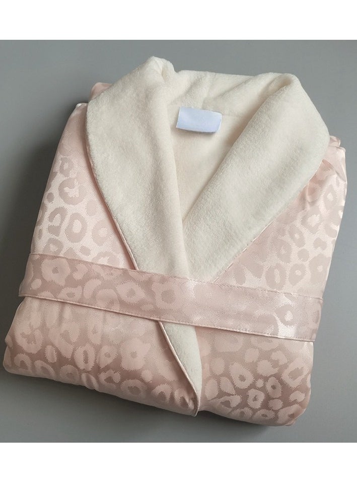 Generic Luxury Imitation Silk Double-Layer Warm Bathrobe, Home Postpartum Clothing  - Image 1